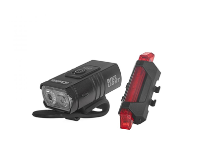 Osvětlení jízdního kola, sada přední 800lm/900mAh, zadní 120lm/120mAh KELTIN