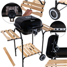 GEKO G80513 Gril na dřevěné uhlí, s nastavitelným roštem 40x40cm, víkem a dřevěnými policemi GEKO