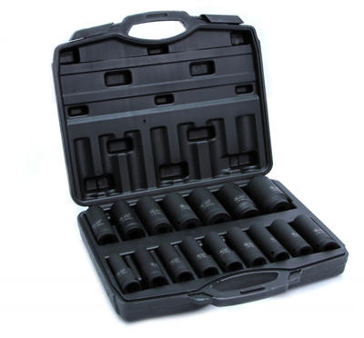 Hlavice nástrčná rázová, sada 16 ks, 1/2“, 10-32 mm BJC