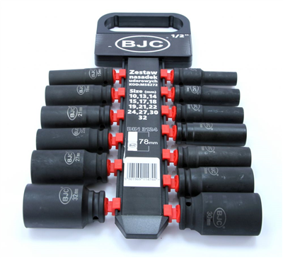 Hlavice nástrčná rázová, sada 13 ks, 1/2“, 10-32 mm, 78 mm BJC