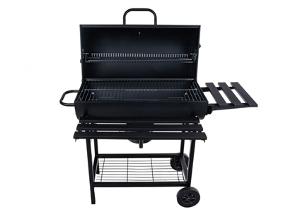 Gril na dřevěné uhlí, s roštem 70x35cm, teploměrem, víkem a policemi GEKO