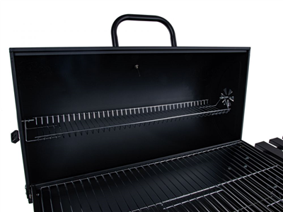 Gril na dřevěné uhlí, s roštem 70x35cm, teploměrem, víkem a policemi GEKO