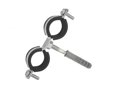 Objímka na trubky, dvojitá, 1" 32-36mm, s gumovou vložkou, dva šrouby GEKO