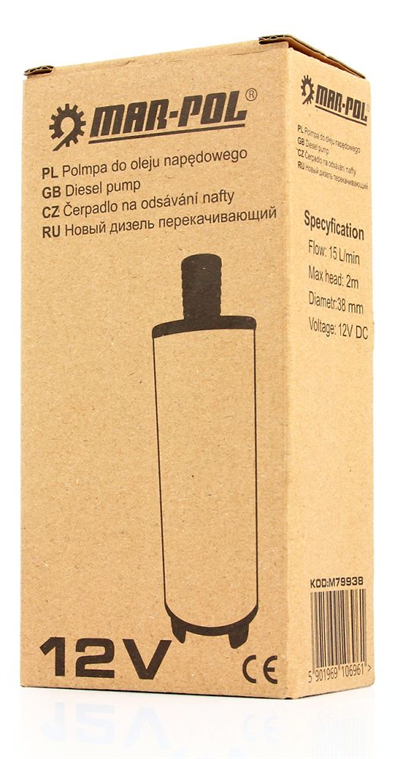 Mini čerpadlo na naftu 12V, 15l/min, 38mm MAR-POL