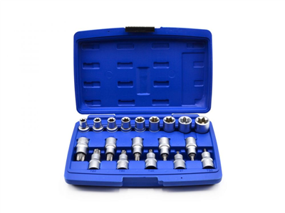 Sada nástrčných hlavic a bitů TORX 1/2", 19ks GEKO