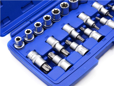 Sada nástrčných hlavic a bitů TORX 1/2", 19ks GEKO