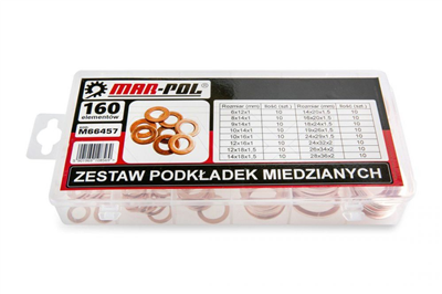 Měděná podložka, sada 160ks MAR-POL