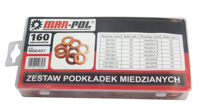 Měděná podložka, sada 160ks MAR-POL