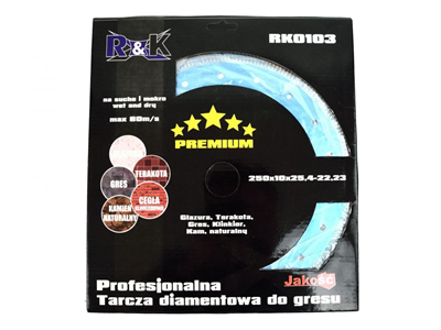 Kotouč diamantový řezný 250x10x250x10x25,4-22,23mm na dlažbu a kámen R&K PREMIUM