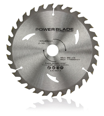 Kotouč pilový s SK plátky (vidiový), 160x30Tx20mm POWER BLADE
