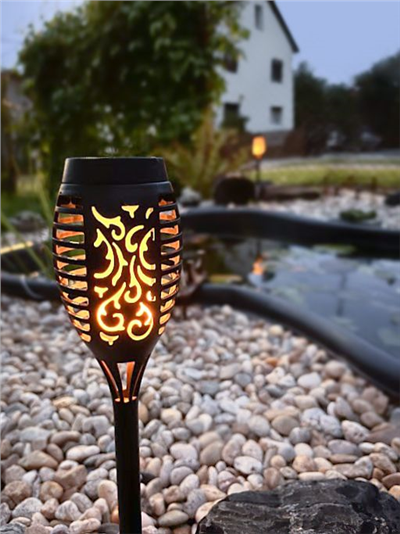 Pochodeň LED s plamenem, solární nabíjení BASS