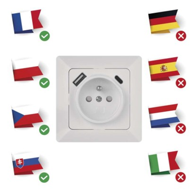 Zásuvka s USB A+USB C., bílá