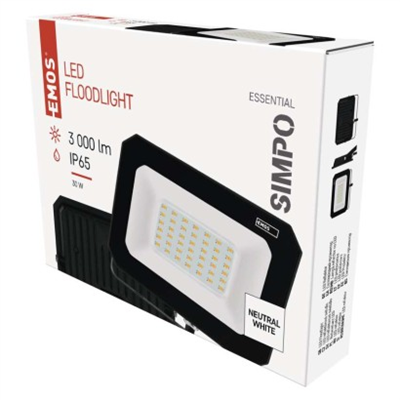 LED reflektor SIMPO 30 W, černý, neutrální bílá
