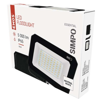 LED reflektor SIMPO 50 W, černý, neutrální bílá