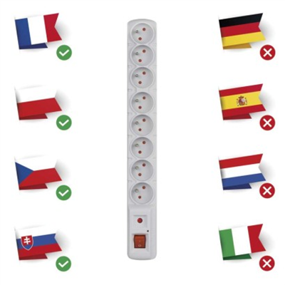 Přepěťová ochrana – 8 zásuvek 1,5m, šedá
