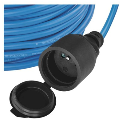 Počasí odolný prodlužovací kabel 10 m / 1 zásuvka / modrý / silikon / 230 V / 1,5 mm2