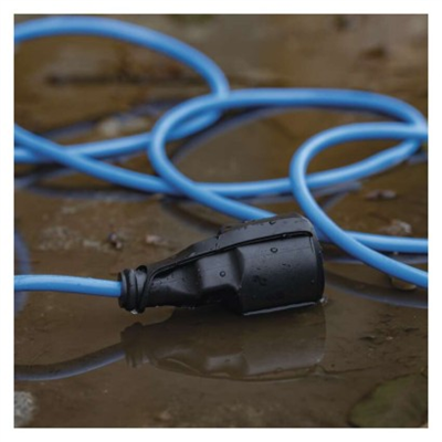 Počasí odolný prodlužovací kabel 20 m / 1 zásuvka / modrý / silikon / 230 V / 1,5 mm2