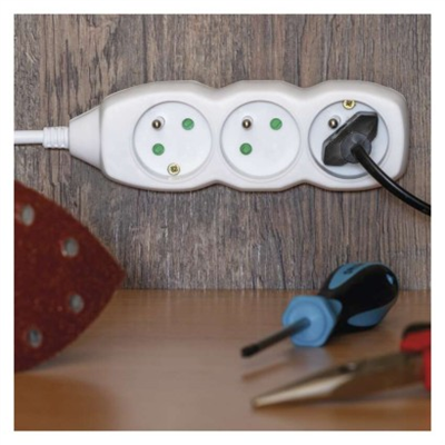 Prodlužovací kabel 5 m / 3 zásuvky / bílý / PVC / 1,5 mm2
