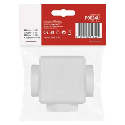 Rozbočovací zásuvka 3x kulatá, 2x USB