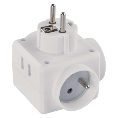 Rozbočovací zásuvka 3x kulatá, 2x USB