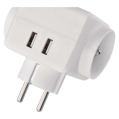 Rozbočovací zásuvka 3x kulatá, 2x USB