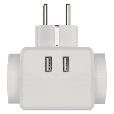 Rozbočovací zásuvka 3x kulatá, 2x USB