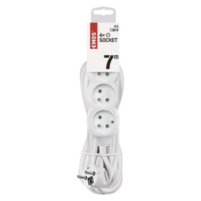 Prodlužovací kabel 7 m / 4 zásuvky / bílý / PVC / 1 mm2