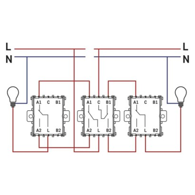 Přepínač dvojitý střídavý č. 6+6, antracit
