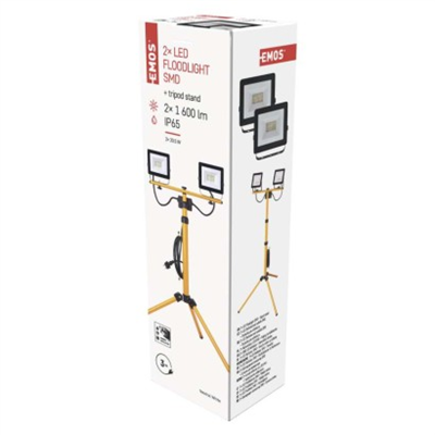 LED reflektor HOBBY SLIM, 2x 20,5W + trojnožka, žlutý, neutrální bílá