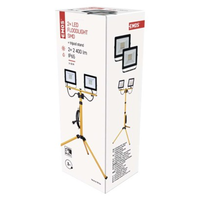 LED reflektor HOBBY SLIM, 2x 30W + trojnožka, žlutý, neutrální bílá