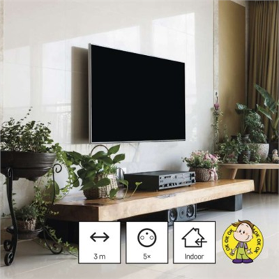 Prodlužovací kabel 3 m / 5 zásuvek / černý / PVC / 1 mm2