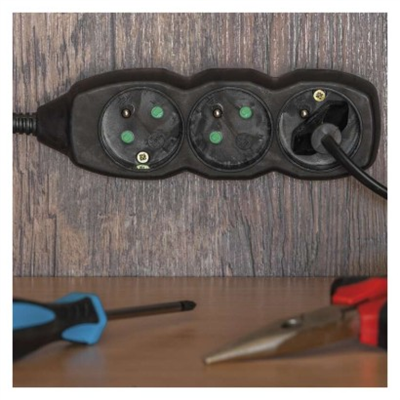 Prodlužovací kabel 3 m / 5 zásuvek / černý / PVC / 1 mm2