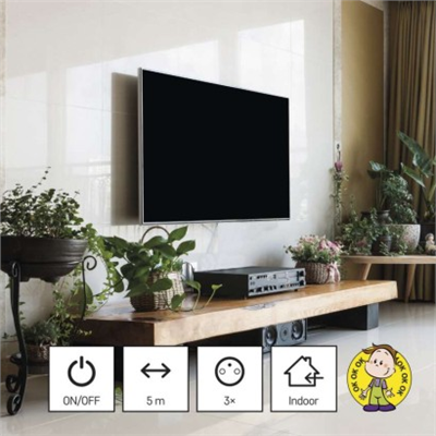 Prodlužovací kabel 5 m / 3 zásuvky / s vypínačem / černý / PVC / 1 mm2