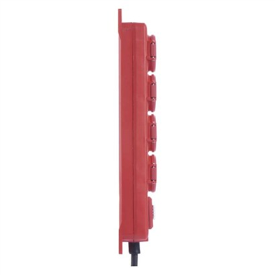 Prodlužovací kabel 5 m / 4 zásuvky / s vypínačem / černo-červený / guma-neopren / 1,5 mm2