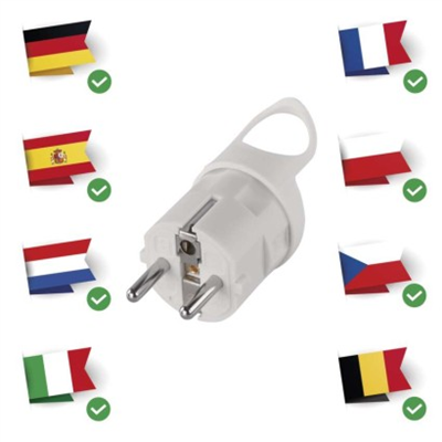 Vidlice úhlová pro prodlužovací kabel, bílá