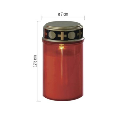 LED hřbitovní svíčka červená, 2x C, venkovní i vnitřní, teplá bílá, časovač