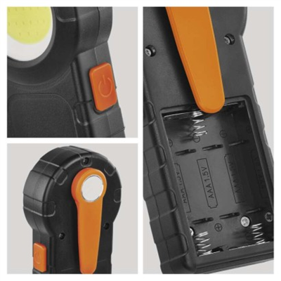 COB LED svítilna plastová, 3x AAA