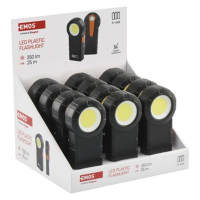 COB LED svítilna plastová, 3x AAA