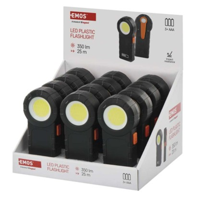 COB LED svítilna plastová, 3x AAA