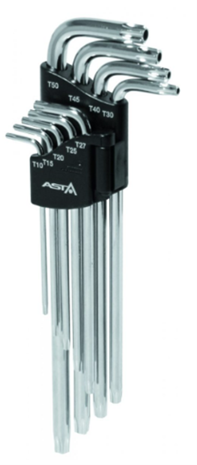 Sada dlouhých TORX klíčů s otvorem T10 - T50, 9 ks A-712TF3