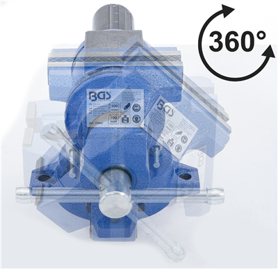 BGS 70965, Paralelní svěrák | Upínací čelisti 100 mm | otočné o 360°