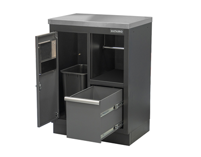 Matabro SET-CA01067, Dílenská skříňka s nerezovou pracovní deskou | na odpadky | 680x465x950 mm