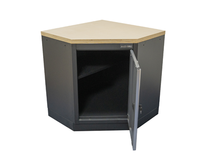 Matabro SET-CA01068, Rohová jednodveřová dílenská skříňka s dřevěnou pracovní deskou | 1 police | 865x865x950 mm
