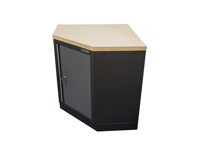 Matabro SET-CA01068, Rohová jednodveřová dílenská skříňka s dřevěnou pracovní deskou | 1 police | 865x865x950 mm