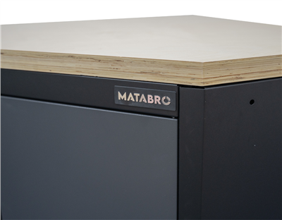 Matabro SET-CA01068, Rohová jednodveřová dílenská skříňka s dřevěnou pracovní deskou | 1 police | 865x865x950 mm