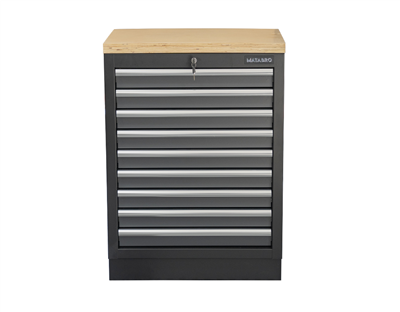 Matabro SET-CA01064, Dílenská skříňka s dřevěnou pracovní deskou | 9 šuplíků | 680x465x950 mm