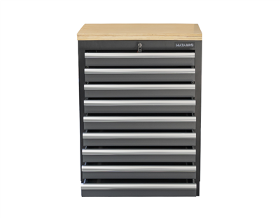 Matabro SET-CA01064, Dílenská skříňka s dřevěnou pracovní deskou | 9 šuplíků | 680x465x950 mm