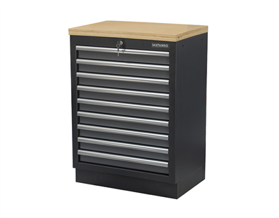Matabro SET-CA01064, Dílenská skříňka s dřevěnou pracovní deskou | 9 šuplíků | 680x465x950 mm