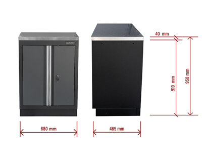 Matabro SET-CA01057, Dvoudveřová skříňka s nerezovou pracovní deskou | 1 police | 680x465x950 mm