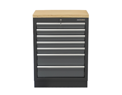 Matabro SET-CA01062, Dílenská skříňka s dřevěnou pracovní deskou | 7 šuplíků | 680x465x950 mm